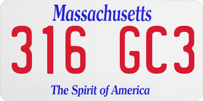 MA license plate 316GC3
