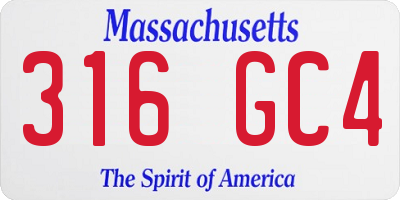 MA license plate 316GC4