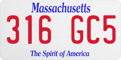 MA license plate 316GC5