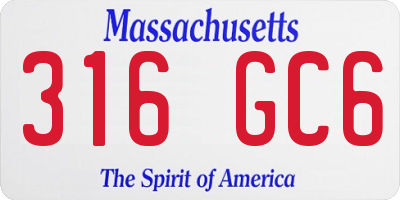 MA license plate 316GC6