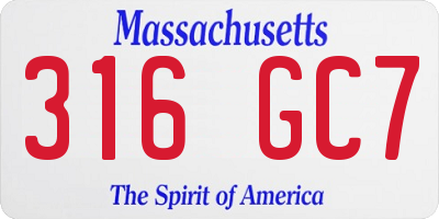 MA license plate 316GC7