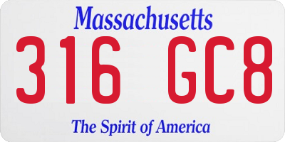 MA license plate 316GC8