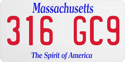 MA license plate 316GC9