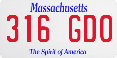 MA license plate 316GD0