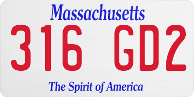 MA license plate 316GD2