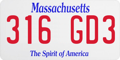 MA license plate 316GD3
