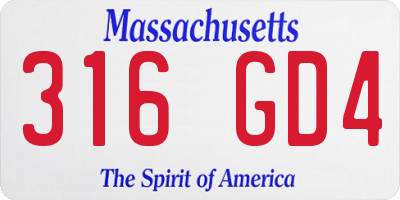 MA license plate 316GD4