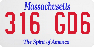 MA license plate 316GD6