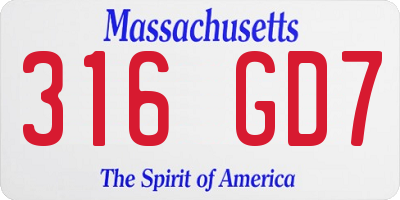 MA license plate 316GD7