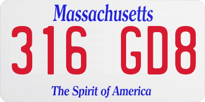 MA license plate 316GD8
