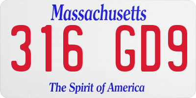 MA license plate 316GD9