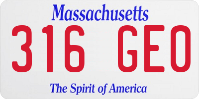 MA license plate 316GE0
