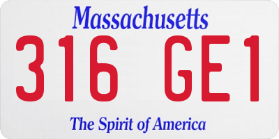 MA license plate 316GE1