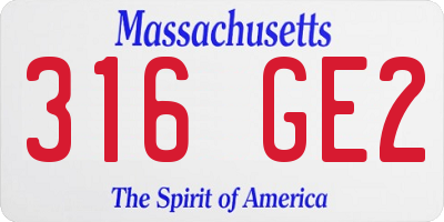 MA license plate 316GE2