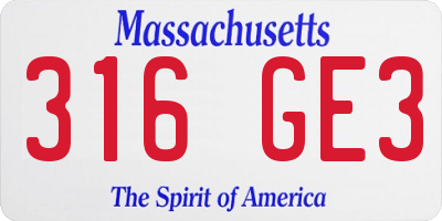 MA license plate 316GE3