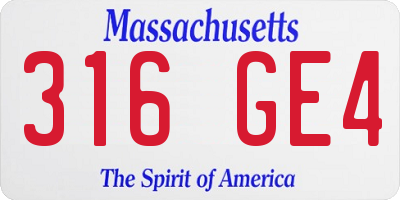 MA license plate 316GE4