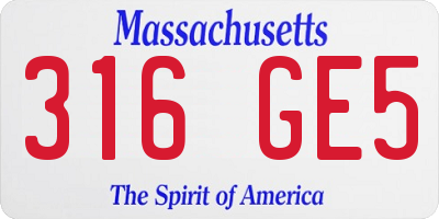 MA license plate 316GE5