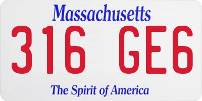 MA license plate 316GE6