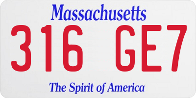 MA license plate 316GE7