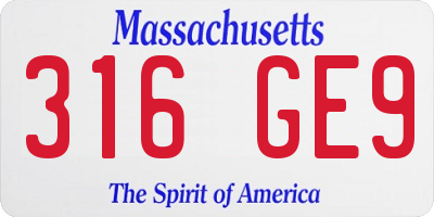 MA license plate 316GE9