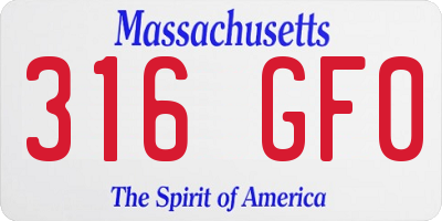 MA license plate 316GF0