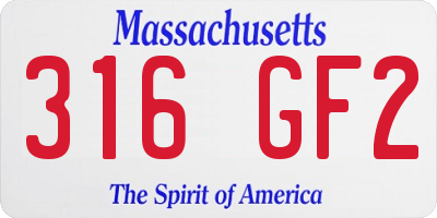 MA license plate 316GF2