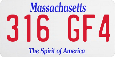 MA license plate 316GF4