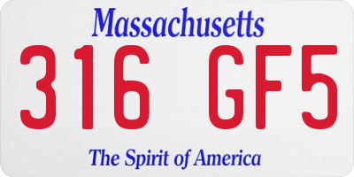 MA license plate 316GF5