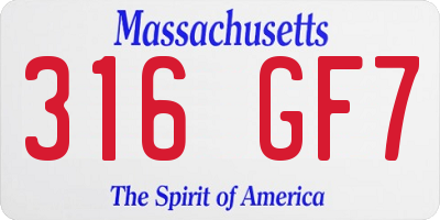 MA license plate 316GF7