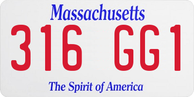 MA license plate 316GG1