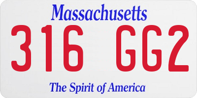 MA license plate 316GG2