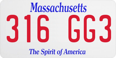 MA license plate 316GG3