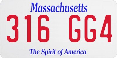 MA license plate 316GG4