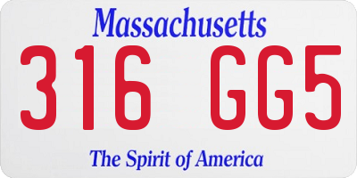 MA license plate 316GG5