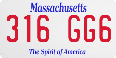 MA license plate 316GG6