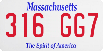 MA license plate 316GG7