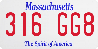 MA license plate 316GG8