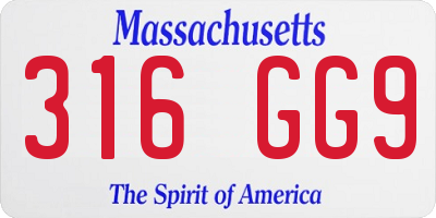 MA license plate 316GG9