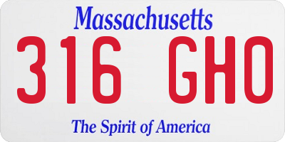 MA license plate 316GH0