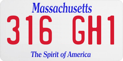 MA license plate 316GH1