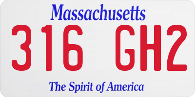 MA license plate 316GH2