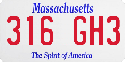 MA license plate 316GH3