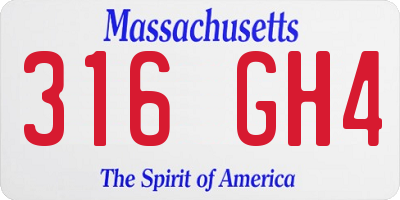 MA license plate 316GH4