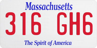 MA license plate 316GH6