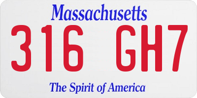 MA license plate 316GH7