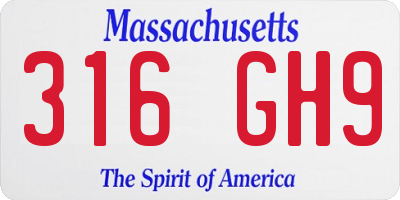 MA license plate 316GH9
