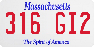 MA license plate 316GI2