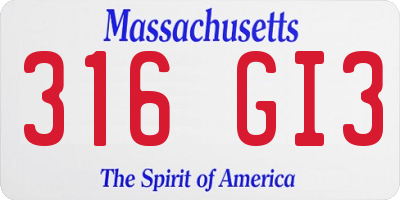 MA license plate 316GI3