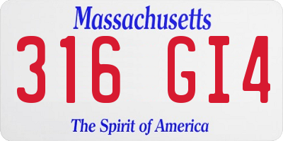 MA license plate 316GI4
