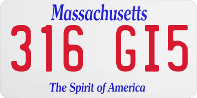 MA license plate 316GI5